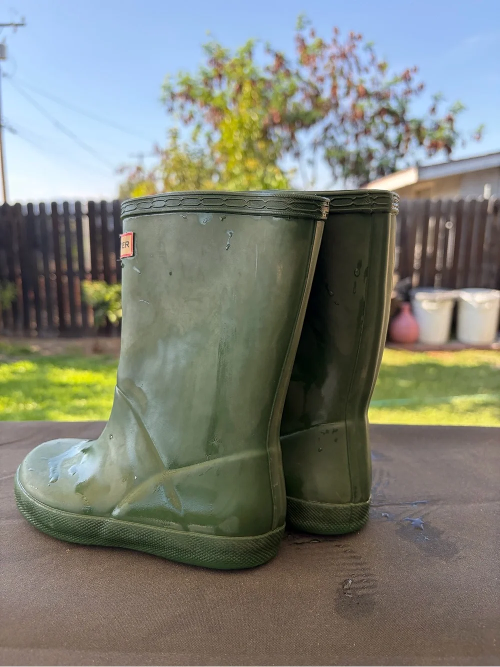Hunter Kids Olive Green Rain Boots